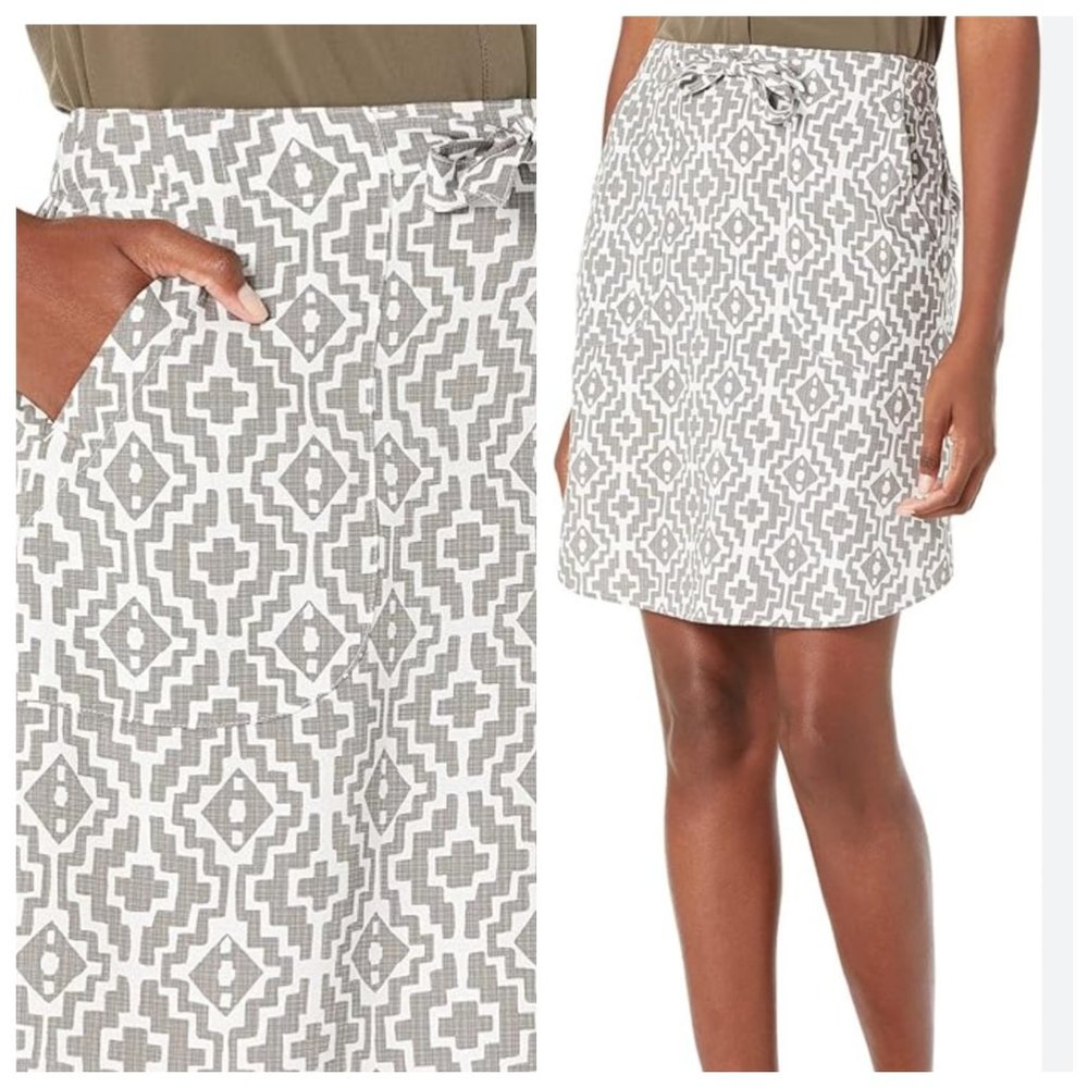 Royal Robbins Bergen Summer Skirt Ivory and Grey Print Hondo   XS - Picture 2 of 14